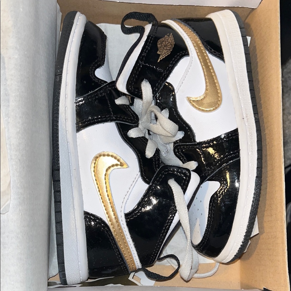 Nike Kids Black and Gold High-Top Sneakers